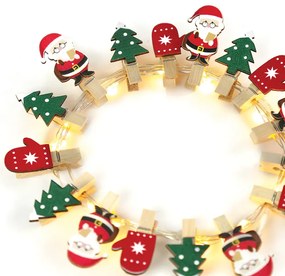 "SANTA &amp; TREES" 16 MINI LED ΛΑΜΠ. ΣΕΙΡΑ, WW, ΑΣΗΜΙ ΚΑΛ. ΧΑΛΚ., MΠΑΤ. (2ΑΑ),IP20, 150+30CM ΔΙΑΦ ΚΑΛ ACA X07161105