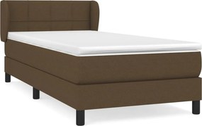 vidaXL Κρεβάτι Boxspring με Στρώμα Σκούρο Καφέ 90x200 εκ. Υφασμάτινο