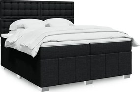 vidaXL Κρεβάτι Boxspring με Στρώμα Μαύρο 200x200 εκ. Υφασμάτινο