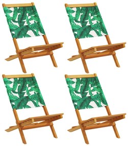 Καρέκλες Κήπου Πτυσσόμενες 4 Τεμ. Πράσινο Ύφασμα/Μασίφ Ξύλο - Πράσινο