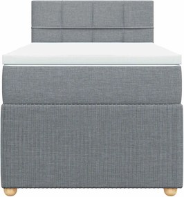 vidaXL Κρεβάτι Boxspring με Στρώμα Ανοιχτό Γκρι 90x200 εκ. Υφασμάτινο