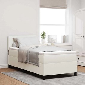 vidaXL Κρεβάτι Box Spring με Στρώμα & LED Κρεμ 80x200 εκ Κορντούρα