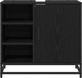vidaXL Ντουλάπι Μπάνιου Μαύρη Οξυά 65 x 33 x 60 εκ Επεξεργασμένο ξύλο