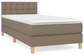 Κρεβάτι Boxspring με Στρώμα Taupe 90x190 εκ.Υφασμάτινο - Μπεζ-Γκρι