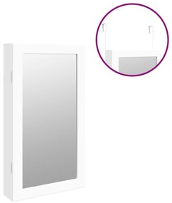 Έπιπλο Κοσμημάτων με Καθρέφτη/LED Φώτα Επιτοίχιο Λευκό - Λευκό