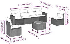 vidaXL Σαλόνι Κήπου Σετ 7 τεμ. Μπεζ Συνθετικό Ρατάν με Μαξιλάρια