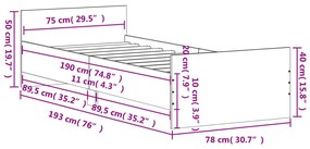 ΠΛΑΙΣΙΟ ΚΡΕΒΑΤΙΟΥ ΓΚΡΙ SONOMA 75X190 ΕΚ ΕΠΕΞ. ΞΥΛΟ SMALL SINGLE 835951