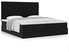 Οθωμανικό κρεβάτι με στρώματα Μαύρο 200x200cm Velvet