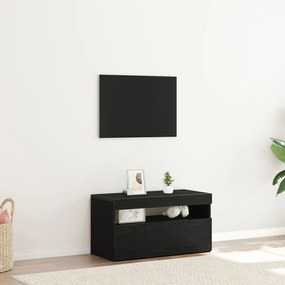 Ντουλάπι τηλεόρασης με LED Φώτα Μαύρη Δρυς 75x35x40 εκ. Επεξεργασμένο ξύλο