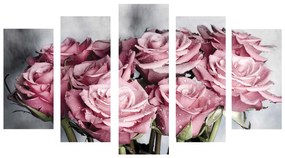 Canvas 5 piece set MDF English Roses  100x60x0,3 cm.