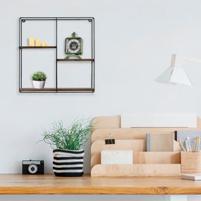 Ράφι Τοίχου Μαύρο / Καρυδιά LILAC 60x15x60