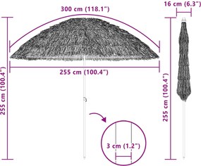 vidaXL Παράσολα Παραλίας Φυσικό 255 x 255 x 255 εκ