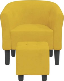 vidaXL Πολυθρόνα Μπάρελ με Υποπόδιο Κίτρινη Βελούδινη
