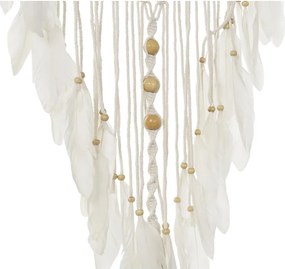 Ονειροπαγίδα DKD Home Decor Λευκό Πολύχρωμο Φυσικό Φτερά Boho 52 x 1 x 145 cm (1 μονάδα)
