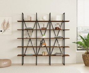 Βιβλιοθήκη Καρυδί / Μαύρο REVERA 160x26x160
