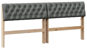 vidaXL Ταπετσαρισμένο κεφαλάρι Σκούρο Γκρι 180 cm Στερεά ξυλεία πεύκου