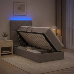 vidaXL LED Κρεβάτι αποθήκευσης με στρώμα Taupe 100 x 200 cm Ύφασμα