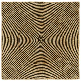 vidaXL Χαλί Φυσικό και Μαύρο 160 x 160 cm Γιούτα