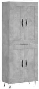 vidaXL Ντουλάπι Γκρι Σκυροδέματος 69,5x34x180 εκ. Επεξεργασμένο Ξύλο