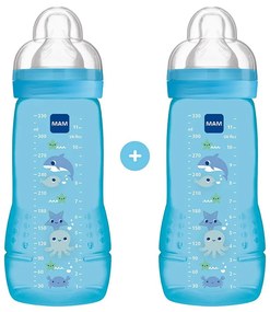 Μπιμπερό Easy Active Deep Ocean 365SB (Σετ 2τμχ) 330ml 4+ Μηνών Pacific Blue Mam 330ml Silicon,Plastic