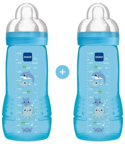 Μπιμπερό Easy Active Deep Ocean 365SB (Σετ 2τμχ) 330ml 4+ Μηνών Pacific Blue Mam 330ml Σιλικόνη,Πλαστικό