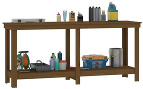 vidaXL Πάγκος Εργασίας Μελί Καφέ 180 x 50 x 80 εκ. Μασίφ Ξύλο Πεύκο