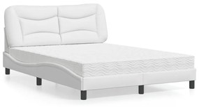 vidaXL Κρεβάτι με Στρώμα Λευκό 140x190εκ.από Συνθετικό Δέρμα
