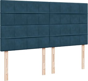 vidaXL Κρεβάτι Boxspring με Στρώμα Μπλε 200x200 εκ. Βελούδινο