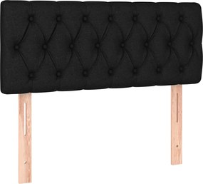vidaXL Κρεβάτι Boxspring με Στρώμα Μαύρο 90x200 εκ. Υφασμάτινο