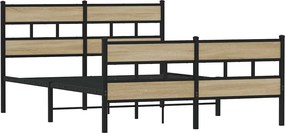 vidaXL Σκελετός Κρεβ. Χωρίς Στρώμα Sonoma Δρυς 140x190 εκ. Μεταλλικό