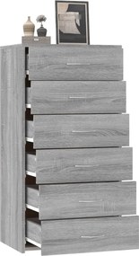 vidaXL Ντουλάπι με 6 Συρτάρια Γκρι Sonoma 50x34x96 εκ. Επεξεργ. Ξύλο