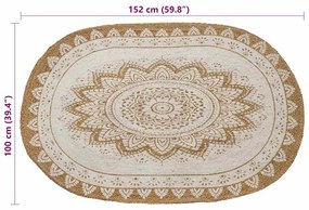 vidaXL Χαλί από Ψάθα Floral Φυσικό 100 x 152 εκ. Γιούτα