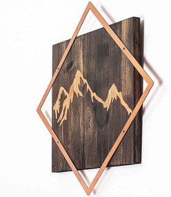 Διακοσμητικό Τοίχου Mountain 899SKL2258 54x54cm Walnut-Copper Wallity Μέταλλο,Ξύλο