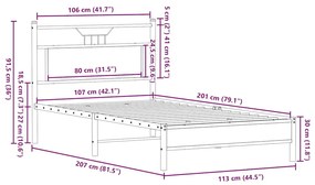 Σκελετός Κρεβ. Χωρίς Στρώμα Καπνιστή Δρυς 107x203εκ. Επεξ. Ξύλο 4106886