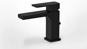 Eurorama Quadra Black Matt Μπαταρία Νιπτήρος με Aυτόματη Βαλβίδα