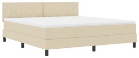 vidaXL Κρεβάτι με ελατήρια & Στρώμα LED κρεμ 180x200 εκ Ύφασμα