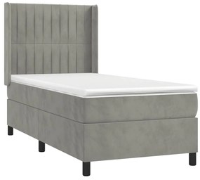 ΚΡΕΒΑΤΙ BOXSPRING ΜΕ ΣΤΡΩΜΑ &amp; LED ΑΝ.ΓΚΡΙ 90X200 ΕΚ. ΒΕΛΟΥΔΙΝΟ 3139661