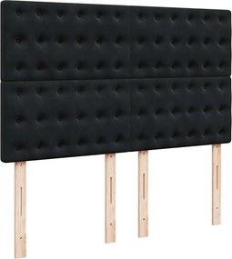 vidaXL Κρεβάτι Boxspring με Στρώμα Μαύρο 140x200 εκ. Βελούδινο