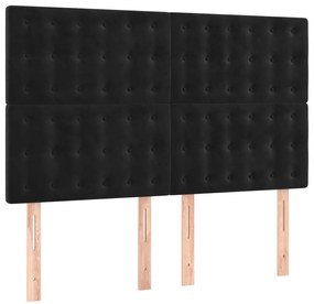 vidaXL Κρεβάτι Boxspring με Στρώμα Μαύρο 140x200 εκ. Βελούδινο