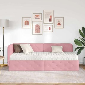 vidaXL Κρεβάτι Γωνίας Ροζ 80 x 200 cm Βελούδο