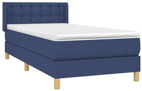 vidaXL Κρεβάτι Boxspring με Στρώμα Μπλε 80x200 εκ. Υφασμάτινο