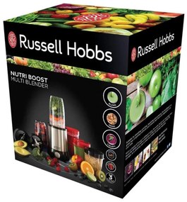 Μπλέντερ Russell Hobbs 23180-56 Nutri Boost, 700 W, 15 εξαρτήματα, 2 λεπίδες από ανοξείδωτο χάλυβα, Ασημί / μαύρο