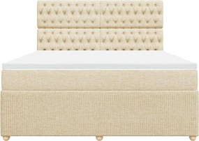 vidaXL Κρεβάτι Boxspring με Στρώμα Κρεμ 180x200 εκ. Υφασμάτινο