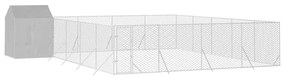 vidaXL Κλουβί Σκύλου Εξ. Χώρου με Οροφή Ασημί 10x10x2,5 μ Γαλβ. Ατσάλι