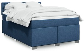 vidaXL Κρεβάτι Boxspring με Στρώμα Μπλε 160x200 εκ. Υφασμάτινο
