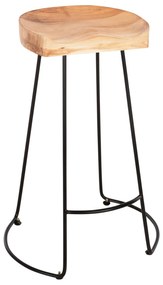 BAR STOOL ELEANOR  SOLID ACACIA WOOD-BLACK METAL FRAME 53,5x42x77Hcm.