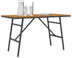 vidaXL Τραπέζι Τραπεζαρίας - Μαύρο, 110x55x62 εκ, Φτιαγμένο από Μασίφ Ξύλο Ακακίας