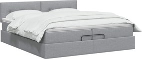 vidaXL Κρεβάτι Ottoman με στρώμα Ανοιχτό γκρι 200 x 200 cm Ύφασμα