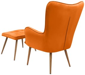 Πολυθρόνα - Μπερζέρα με υποπόδιο Lily Megapap κροκί βελούδο - μεταλλικό πόδι χρώμα φυσικό 70x62x98εκ.