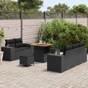 vidaXL Σετ Καναπέ Κήπου 8 pcs Μαύρο συνθετικό ρατάν